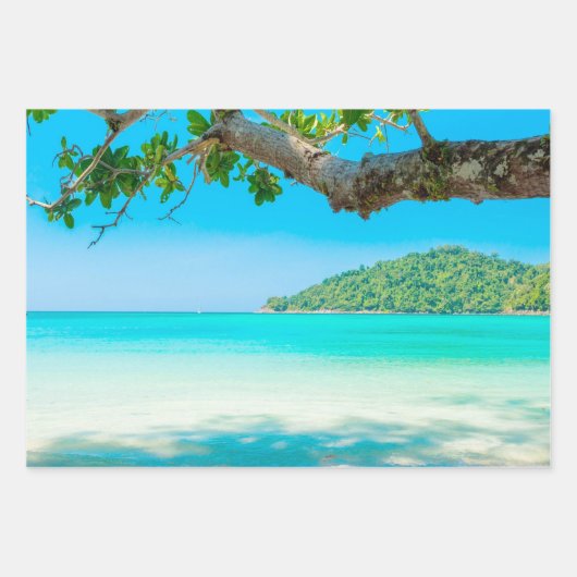 Feuille De Papier Cadeau Découpage de plage tropicale (Devant)
