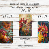 Feuille De Papier Cadeau Découpage de poulets texturés peints à l'huile de