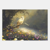 Feuille De Papier Cadeau Découpage des Fleurs sauvages de la Chouette blanc (Devant 3)