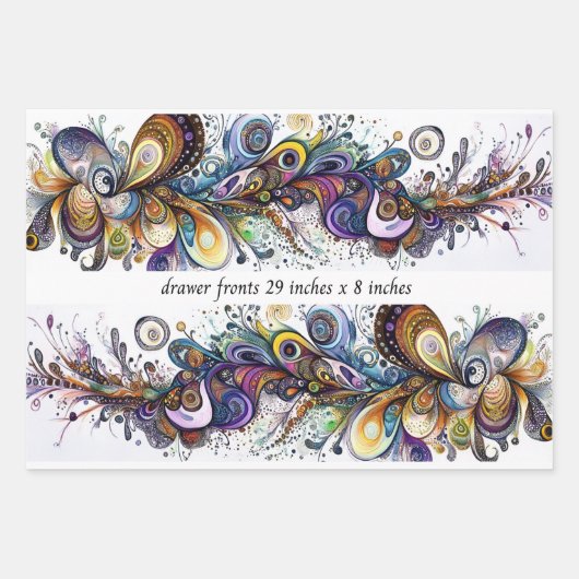 Feuille De Papier Cadeau Decoupage Drawer Front 29x8 Teardrop Motif Vibrant (Devant)