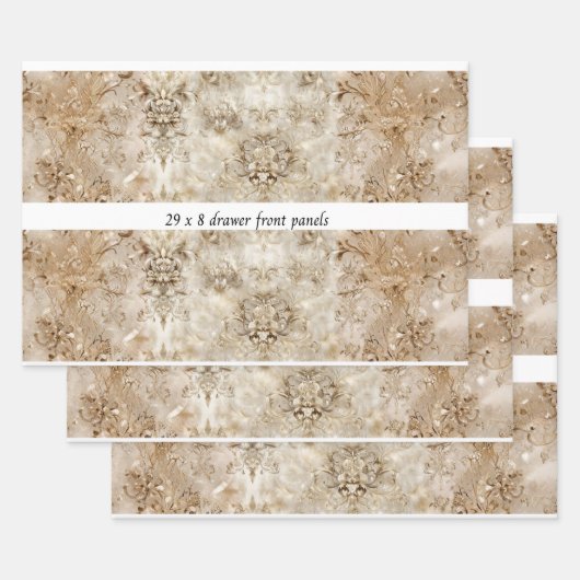 Feuille De Papier Cadeau Decoupage Drawer Panel Motif Beige Design  (Lot)