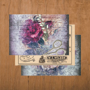 Feuille De Papier Cadeau Découpage Ephéméraire Variété Vintage