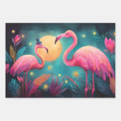 Feuille De Papier Cadeau Découpage Flamant rose Whimsical Lune Rose Turquoi (Devant)