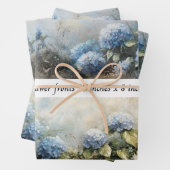 Feuille De Papier Cadeau Decoupage Fleurs d'Hydrangea Devant Tiroirs 29x8 (En situation)