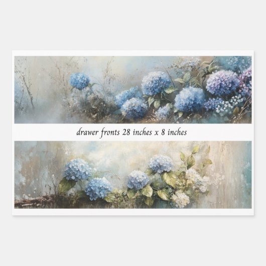 Feuille De Papier Cadeau Decoupage Fleurs d'Hydrangea Devant Tiroirs 29x8 (Devant)