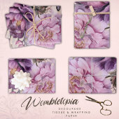 Feuille De Papier Cadeau Découpage florale et papillon antique, violet