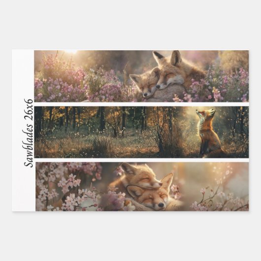 Feuille De Papier Cadeau Decoupage Fox Forest Scenes Handsaw Panels  (Devant 3)