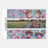 Feuille De Papier Cadeau Decoupage Highland Calf Florals Handsaw Designs  (Devant 2)