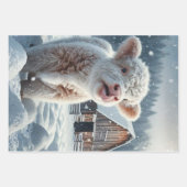 Feuille De Papier Cadeau Decoupage Highland Calves Winter Scene  (Devant 3)