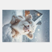 Feuille De Papier Cadeau Decoupage Highland Calves Winter Scene  (Devant)