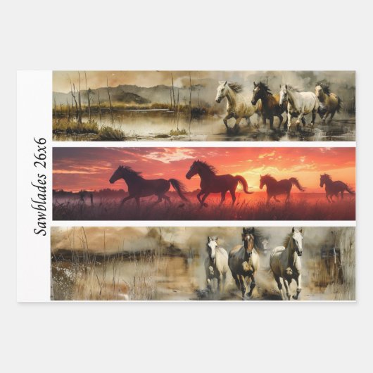 Feuille De Papier Cadeau Decoupage Horses Handsaw & Sign Designs  (Devant)