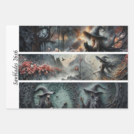 Feuille De Papier Cadeau Decoupage Moonlit Gothic Forest & Witch Handsaws (Devant 2)