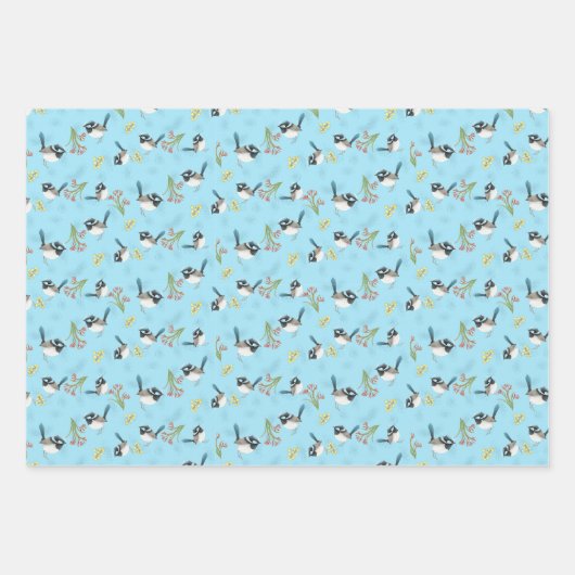 Feuille De Papier Cadeau Découpage Motif en bleu australien (Devant 3)