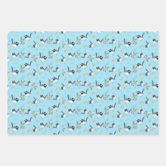 Feuille De Papier Cadeau Découpage Motif en bleu australien (Devant 2)