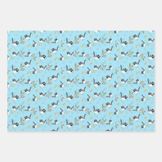 Feuille De Papier Cadeau Découpage Motif en bleu australien (Devant)