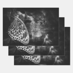 Feuille De Papier Cadeau Découpage noir blanc antique Vintage papillon