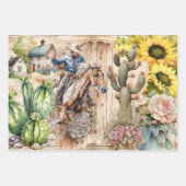 Feuille De Papier Cadeau Découpage occidental - tournesol de cowboy ranch r (Devant 3)