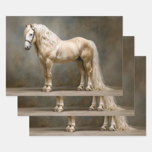 Feuille De Papier Cadeau Decoupage Palomino Horse Portrait (Lot)