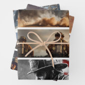 Feuille De Papier Cadeau Decoupage Proud Firefighters American Flag (En situation)