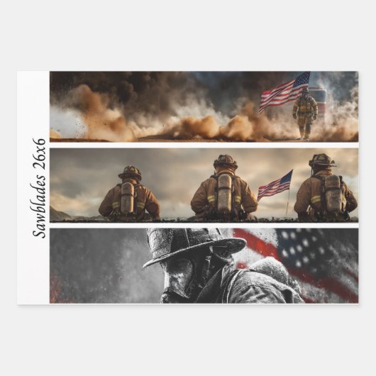 Feuille De Papier Cadeau Decoupage Proud Firefighters American Flag (Devant)