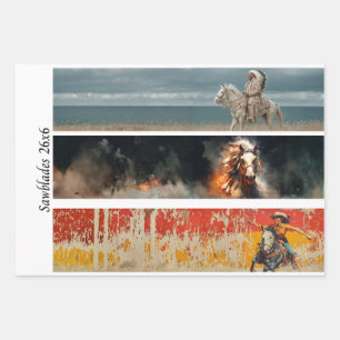 Feuille De Papier Cadeau Découpage Scie à Main Art Western 26x6" Designs