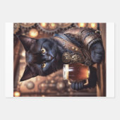 Feuille De Papier Cadeau Decoupage - Steampunk cat drinking beer - (Devant)