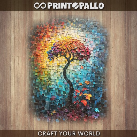 Feuille De Papier Cadeau Decoupage - Tiled ceramic dreamlike tree - 