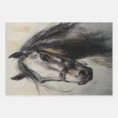 Feuille De Papier Cadeau Découpage Trio Charcoal Rust Cheval Art (Devant 3)