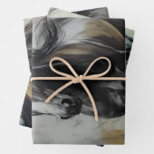 Feuille De Papier Cadeau Découpage Trio Charcoal Rust Cheval Art (En situation)