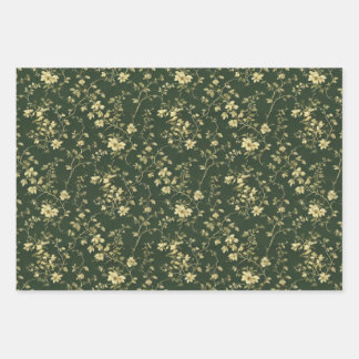 Feuille De Papier Cadeau Découpage vert du cottage floral