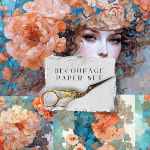 Feuille De Papier Cadeau Découpage vintage de fleurs végétales