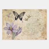 Feuille De Papier Cadeau Découpage vintage floral (Devant 3)