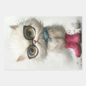 Feuille De Papier Cadeau Découpage Whimsical Pouty White Cats (Devant 2)