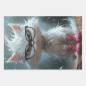 Feuille De Papier Cadeau Découpage Whimsical Pouty White Cats (Devant)