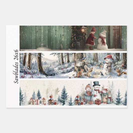 Feuille De Papier Cadeau Decoupage Winter Sawblade Set 26x6  (Devant)