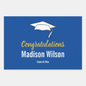 Feuille De Papier Cadeau Deep Blue and White Graduation Félicitations (Devant)