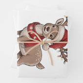 Feuille De Papier Cadeau Deer Animal Christmas Deer Santa Hat Xmas  (En situation)