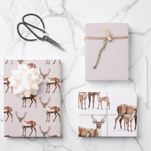 Feuille De Papier Cadeau Deer Elk Christmas (Recto)