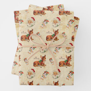 Feuille De Papier Cadeau Deer Père Noël