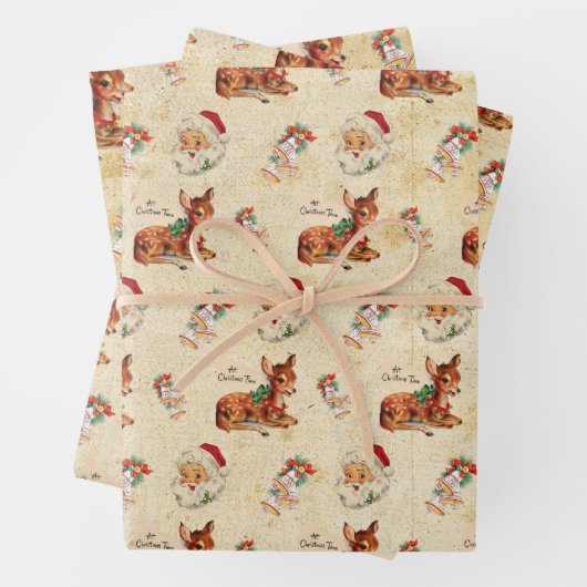 Feuille De Papier Cadeau Deer Père Noël (En situation)