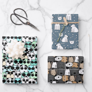 Feuille De Papier Cadeau Défilé de chiens formidables