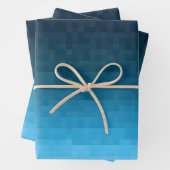 Feuille De Papier Cadeau dégradé bleu ciel| carrés de pixels| (En situation)