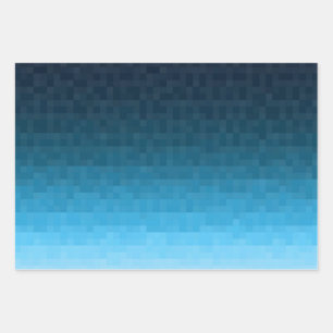 Feuille De Papier Cadeau dégradé bleu ciel  carrés de pixels 