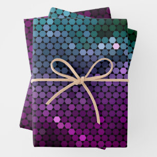 Feuille De Papier Cadeau Dégradé géométrique Hexagon violet et bleu-vert