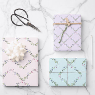 Feuille De Papier Cadeau Délicat motif floral à personnaliser