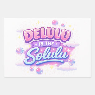Feuille De Papier Cadeau Delulu est le Solulu – Joli esthétique Kawaii