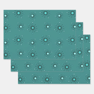 Feuille De Papier Cadeau Démarrage atomique Turquoise