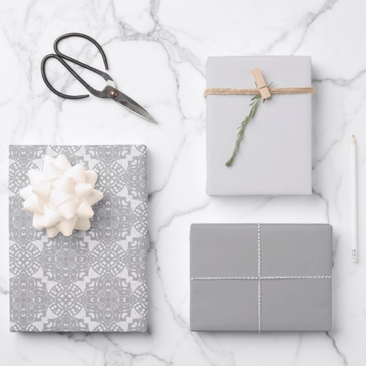 Feuille De Papier Cadeau Dentelle blanche monochromatique (Recto)