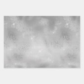 Feuille De Papier Cadeau Dentelle florale d'argent romantique (Devant)