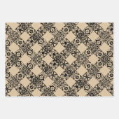 Feuille De Papier Cadeau Dentelle rustique brun noir kraft plaid & rayures (Devant 3)